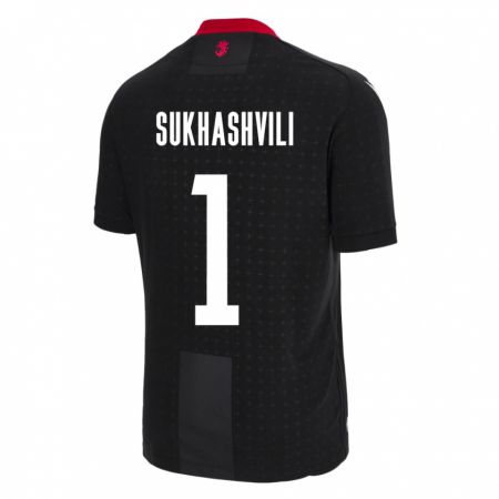 Kandiny Kinder Georgien Teona Sukhashvili #1 Schwarz Auswärtstrikot Trikot 24-26 T-Shirt