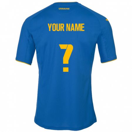 Kandiny Kinder Ukraine Ihren Namen #0 Blau Auswärtstrikot Trikot 24-26 T-Shirt