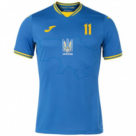 Kandiny Kinder Ukraine Nikita Kryvtsov #11 Blau Auswärtstrikot Trikot 24-26 T-Shirt