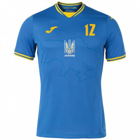 Kandiny Kinder Ukraine Oleksandr Kharechko #12 Blau Auswärtstrikot Trikot 24-26 T-Shirt