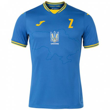 Kandiny Kinder Ukraine Yukhym Konoplya #2 Blau Auswärtstrikot Trikot 24-26 T-Shirt