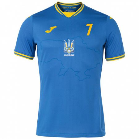 Kandiny Kinder Ukraine Yevgeniy Pastukh #7 Blau Auswärtstrikot Trikot 24-26 T-Shirt