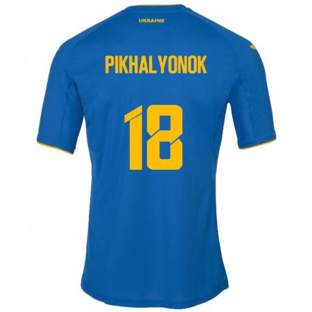 Kandiny Kinder Ukraine Oleksandr Pikhalyonok #18 Blau Auswärtstrikot Trikot 24-26 T-Shirt