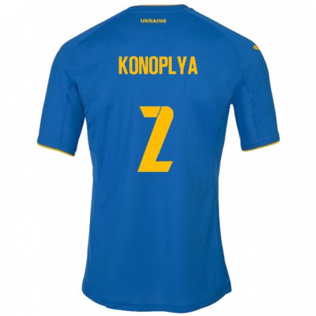 Kandiny Kinder Ukraine Yukhym Konoplya #2 Blau Auswärtstrikot Trikot 24-26 T-Shirt
