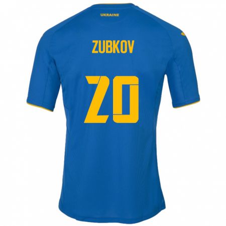 Kandiny Kinder Ukraine Oleksandr Zubkov #20 Blau Auswärtstrikot Trikot 24-26 T-Shirt