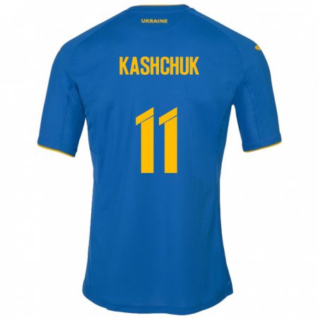 Kandiny Kinder Ukraine Oleksiy Kashchuk #11 Blau Auswärtstrikot Trikot 24-26 T-Shirt