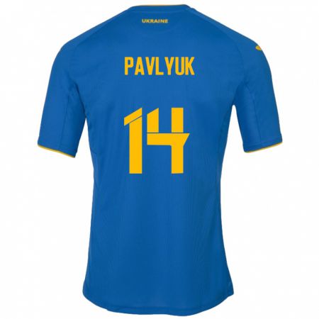 Kandiny Kinder Ukraine Yevgen Pavlyuk #14 Blau Auswärtstrikot Trikot 24-26 T-Shirt