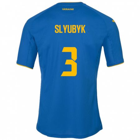 Kandiny Kinder Ukraine Bogdan Slyubyk #3 Blau Auswärtstrikot Trikot 24-26 T-Shirt