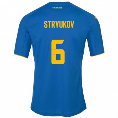 Kandiny Kinder Ukraine Maksym Stryukov #6 Blau Auswärtstrikot Trikot 24-26 T-Shirt