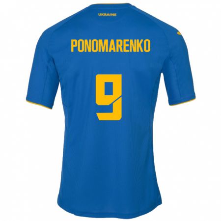 Kandiny Kinder Ukraine Matviy Ponomarenko #9 Blau Auswärtstrikot Trikot 24-26 T-Shirt