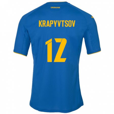 Kandiny Kinder Ukraine Vladyslav Krapyvtsov #12 Blau Auswärtstrikot Trikot 24-26 T-Shirt