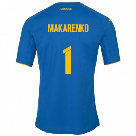 Kandiny Kinder Ukraine Nazar Makarenko #1 Blau Auswärtstrikot Trikot 24-26 T-Shirt