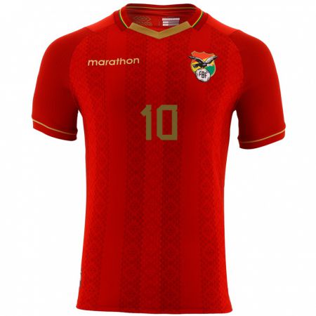 Kandiny Kinder Bolivien Leonardo Viviani #10 Rot Auswärtstrikot Trikot 24-26 T-Shirt