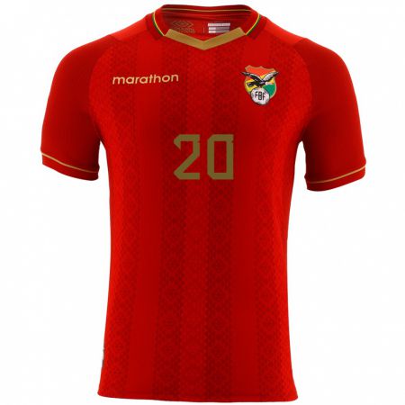 Kandiny Kinder Bolivien Leonardo Justiniano #20 Rot Auswärtstrikot Trikot 24-26 T-Shirt