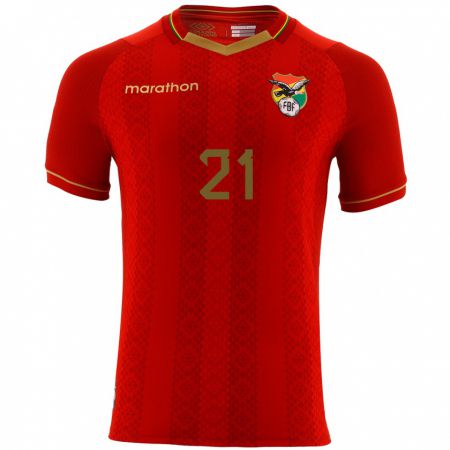 Kandiny Kinder Bolivien José Sagredo #21 Rot Auswärtstrikot Trikot 24-26 T-Shirt