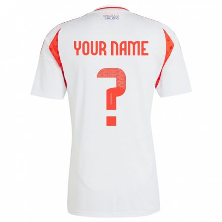 Kandiny Kinder Chile Ihren Namen #0 Weiß Auswärtstrikot Trikot 24-26 T-Shirt