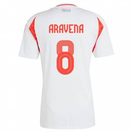 Kandiny Kinder Chile Alexander Aravena #8 Weiß Auswärtstrikot Trikot 24-26 T-Shirt