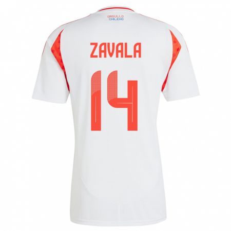 Kandiny Kinder Chile Cristián Zavala #14 Weiß Auswärtstrikot Trikot 24-26 T-Shirt