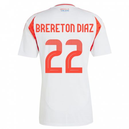 Kandiny Kinder Chile Ben Brereton Díaz #22 Weiß Auswärtstrikot Trikot 24-26 T-Shirt