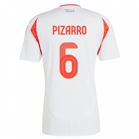 Kandiny Kinder Chile Vicente Pizarro #6 Weiß Auswärtstrikot Trikot 24-26 T-Shirt