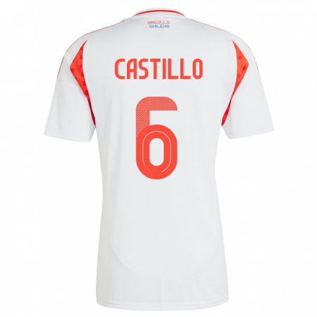 Kandiny Kinder Chile Cristóbal Castillo #6 Weiß Auswärtstrikot Trikot 24-26 T-Shirt