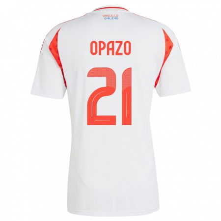 Kandiny Kinder Chile Diego Opazo #21 Weiß Auswärtstrikot Trikot 24-26 T-Shirt