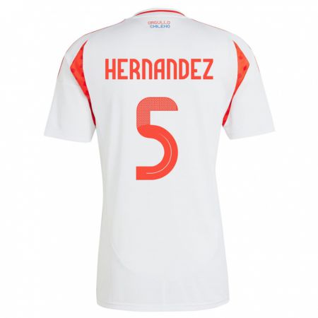 Kandiny Kinder Chile Monserrat Hernández #5 Weiß Auswärtstrikot Trikot 24-26 T-Shirt