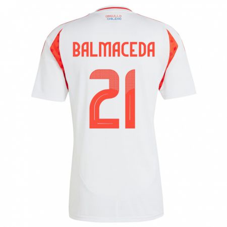 Kandiny Kinder Chile Rosario Balmaceda #21 Weiß Auswärtstrikot Trikot 24-26 T-Shirt