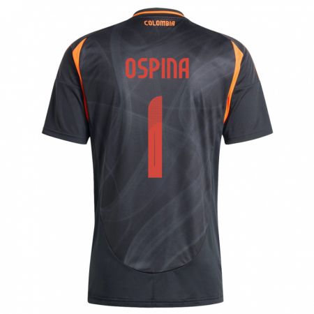 Kandiny Kinder Kolumbien David Ospina #1 Schwarz Auswärtstrikot Trikot 24-26 T-Shirt