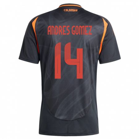 Kandiny Kinder Kolumbien Carlos Andrés Gómez #14 Schwarz Auswärtstrikot Trikot 24-26 T-Shirt