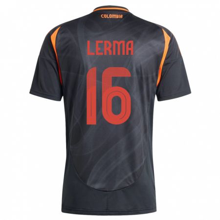 Kandiny Kinder Kolumbien Jefferson Lerma #16 Schwarz Auswärtstrikot Trikot 24-26 T-Shirt