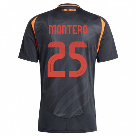 Kandiny Kinder Kolumbien Álvaro Montero #25 Schwarz Auswärtstrikot Trikot 24-26 T-Shirt