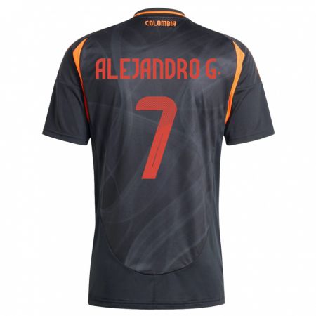 Kandiny Kinder Kolumbien Alejandro García #7 Schwarz Auswärtstrikot Trikot 24-26 T-Shirt