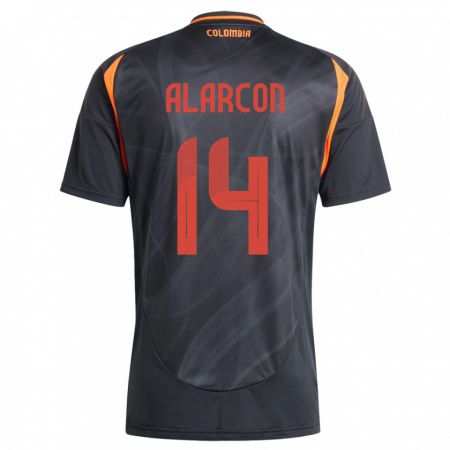 Kandiny Kinder Kolumbien Andrés Alarcón #14 Schwarz Auswärtstrikot Trikot 24-26 T-Shirt
