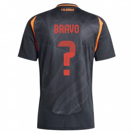 Kandiny Kinder Kolumbien Pedro Bravo #0 Schwarz Auswärtstrikot Trikot 24-26 T-Shirt