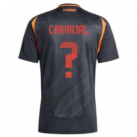 Kandiny Kinder Kolumbien Juan Carvajal #0 Schwarz Auswärtstrikot Trikot 24-26 T-Shirt