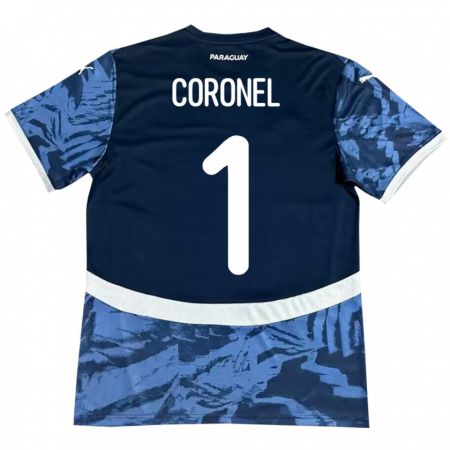 Kandiny Kinder Paraguay Carlos Coronel #1 Blau Auswärtstrikot Trikot 24-26 T-Shirt