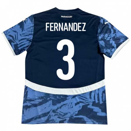 Kandiny Kinder Paraguay Roberto Fernández #3 Blau Auswärtstrikot Trikot 24-26 T-Shirt