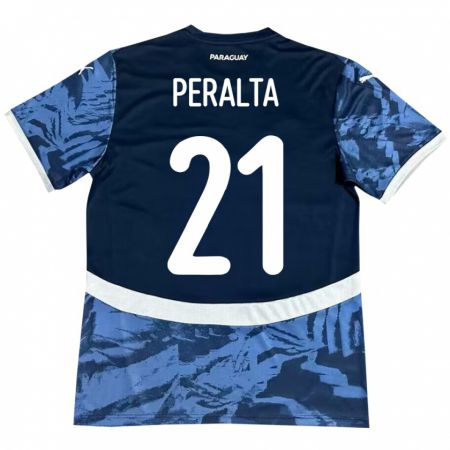 Kandiny Kinder Paraguay Fabrizio Peralta #21 Blau Auswärtstrikot Trikot 24-26 T-Shirt