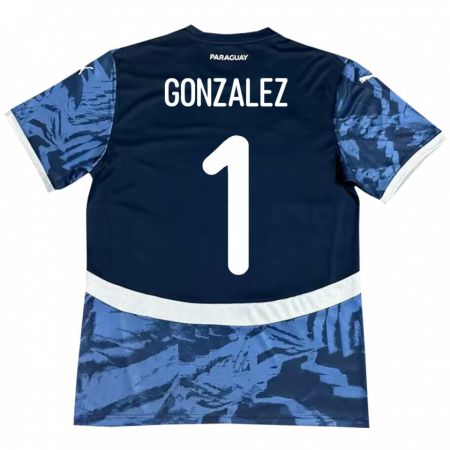 Kandiny Kinder Paraguay Ángel González #1 Blau Auswärtstrikot Trikot 24-26 T-Shirt