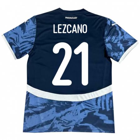Kandiny Kinder Paraguay Rubén Lezcano #21 Blau Auswärtstrikot Trikot 24-26 T-Shirt