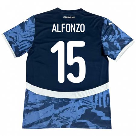 Kandiny Kinder Paraguay Axel Alfonzo #15 Blau Auswärtstrikot Trikot 24-26 T-Shirt