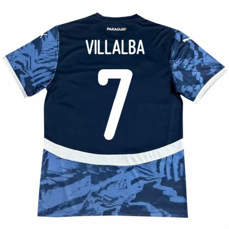 Kandiny Kinder Paraguay Rodrigo Villalba #7 Blau Auswärtstrikot Trikot 24-26 T-Shirt