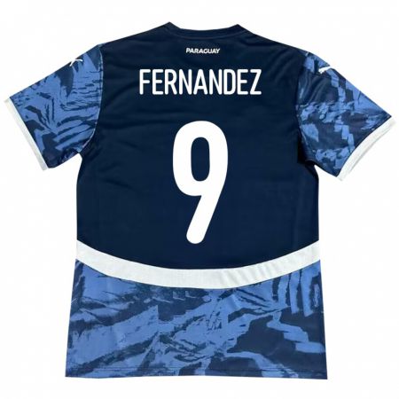 Kandiny Kinder Paraguay David Fernández #9 Blau Auswärtstrikot Trikot 24-26 T-Shirt