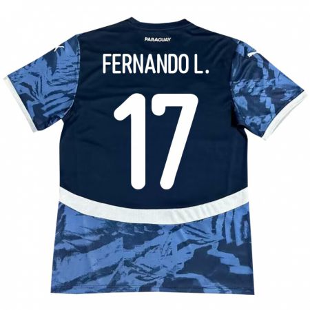 Kandiny Kinder Paraguay Fernando Leguizamón #17 Blau Auswärtstrikot Trikot 24-26 T-Shirt