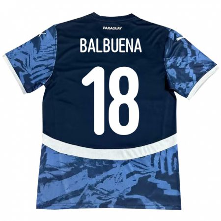 Kandiny Kinder Paraguay Axel Balbuena #18 Blau Auswärtstrikot Trikot 24-26 T-Shirt