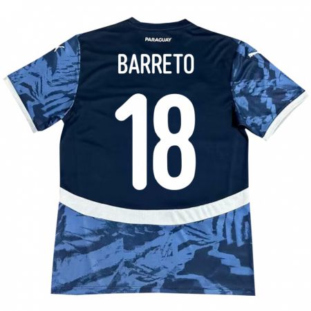 Kandiny Kinder Paraguay Liz Barreto #18 Blau Auswärtstrikot Trikot 24-26 T-Shirt