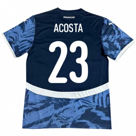 Kandiny Kinder Paraguay Fátima Acosta #23 Blau Auswärtstrikot Trikot 24-26 T-Shirt