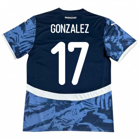 Kandiny Kinder Paraguay Lourdes González #17 Blau Auswärtstrikot Trikot 24-26 T-Shirt