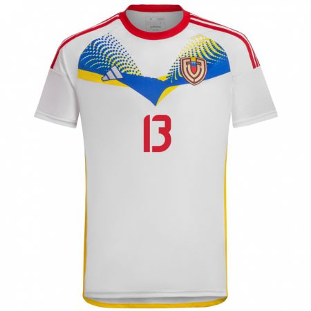 Kandiny Kinder Venezuela Nayluisa Cáceres #13 Weiß Auswärtstrikot Trikot 24-26 T-Shirt